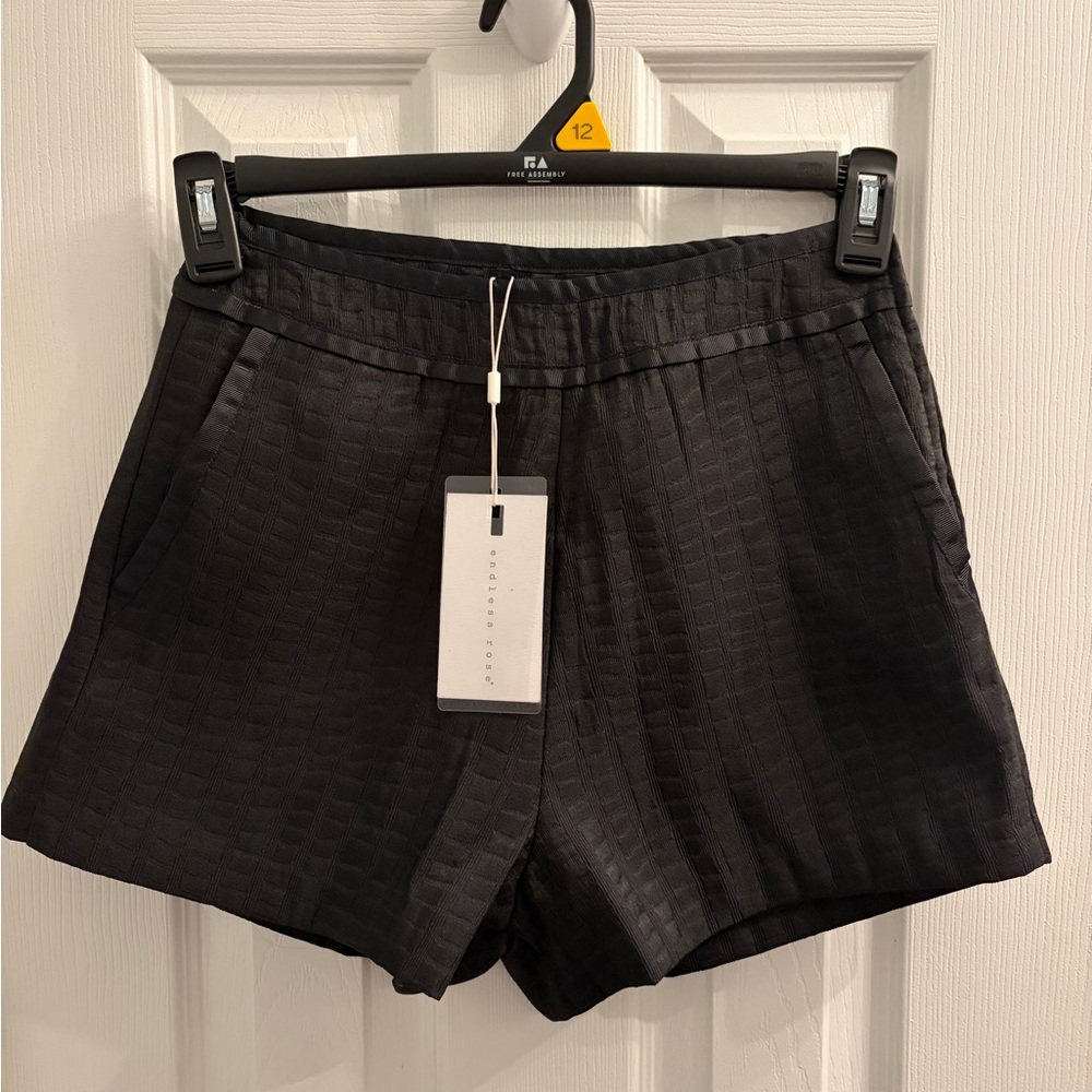 Endless Rose Black High Waist Textured Shorts